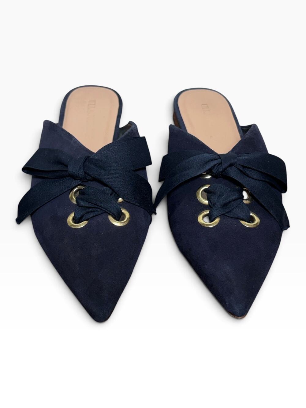 Ulla Johnson Navy Pointed Tow Mule Lace Up Flats 37 7
